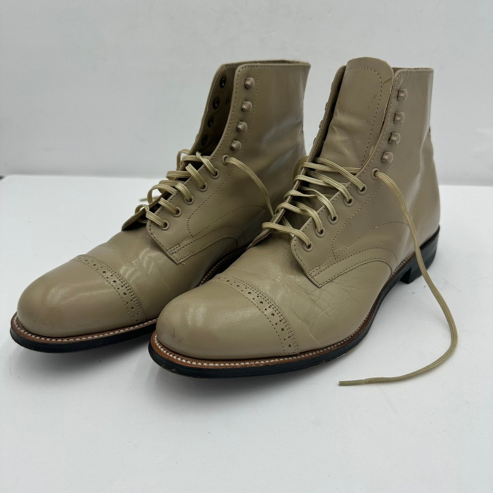 Stacy Adams Madison Tan Leather Cap Toe Goodyear Welted Boots Mens 8.5 D